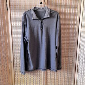 Eddie Bauer heather gray quarter zip long sleeve cotton  knit LT